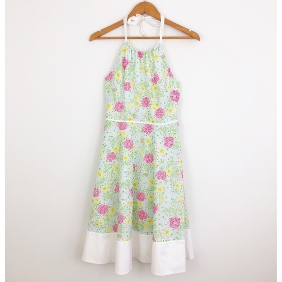 Lily Pulitzer 100% Cotton Halter Floral Midi Dress Size Small - Picture 2 of 8